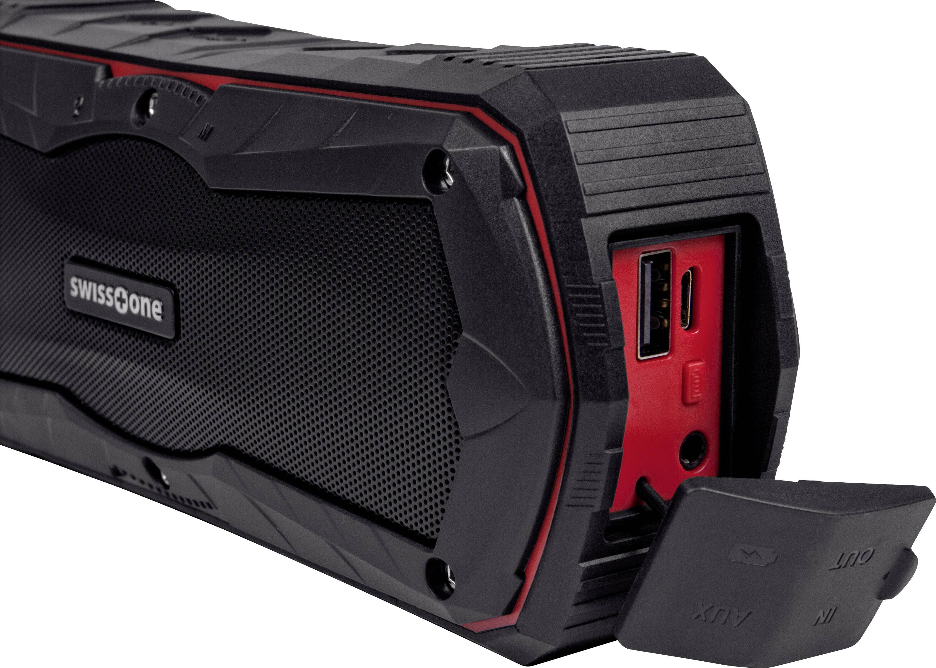 swisstone BX 310 Bluetooth® Lautsprecher Freisprechfunktion Schwarz, Rot