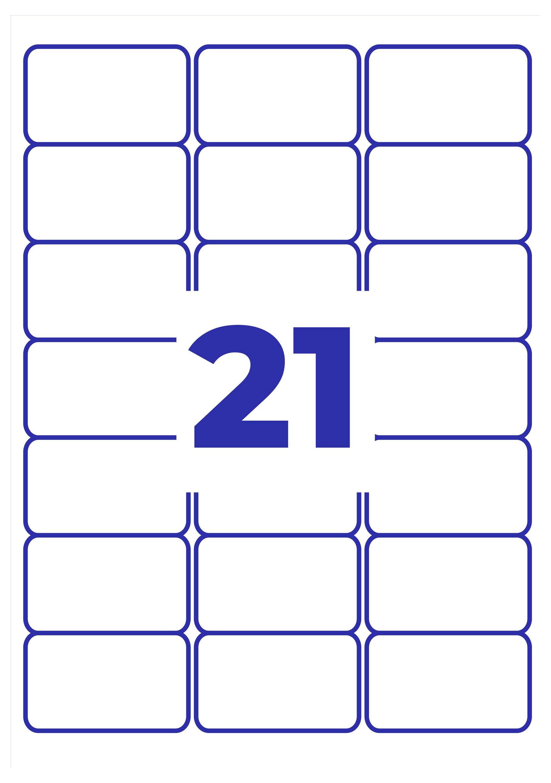 Kachelkalender mit der großen blauen Zahl '21' in der Mitte, umgeben von leeren, weiß umrandeten Feldern.