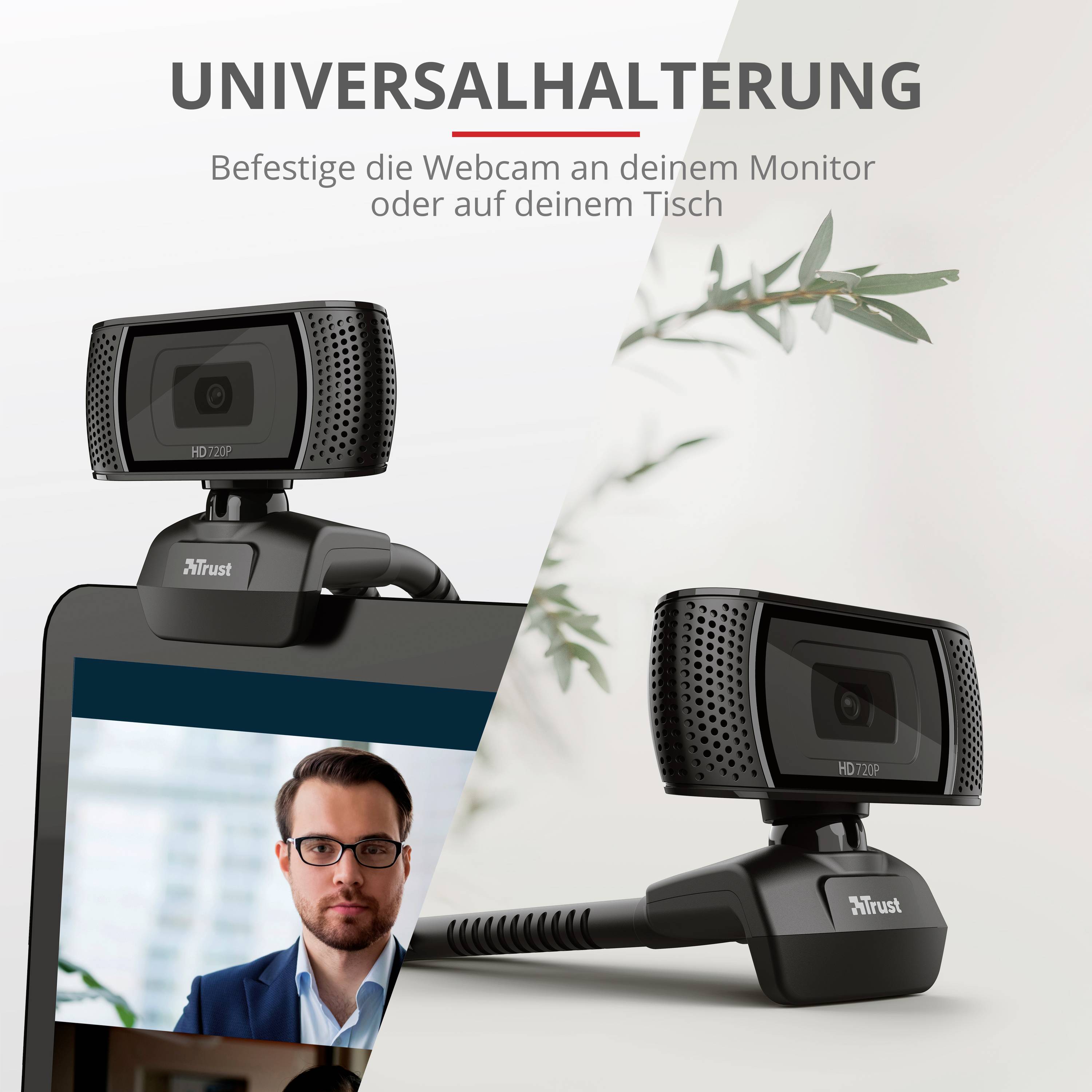 Trust Trino HD-Webcam 1280 x 720 Pixel Klemm-Halterung