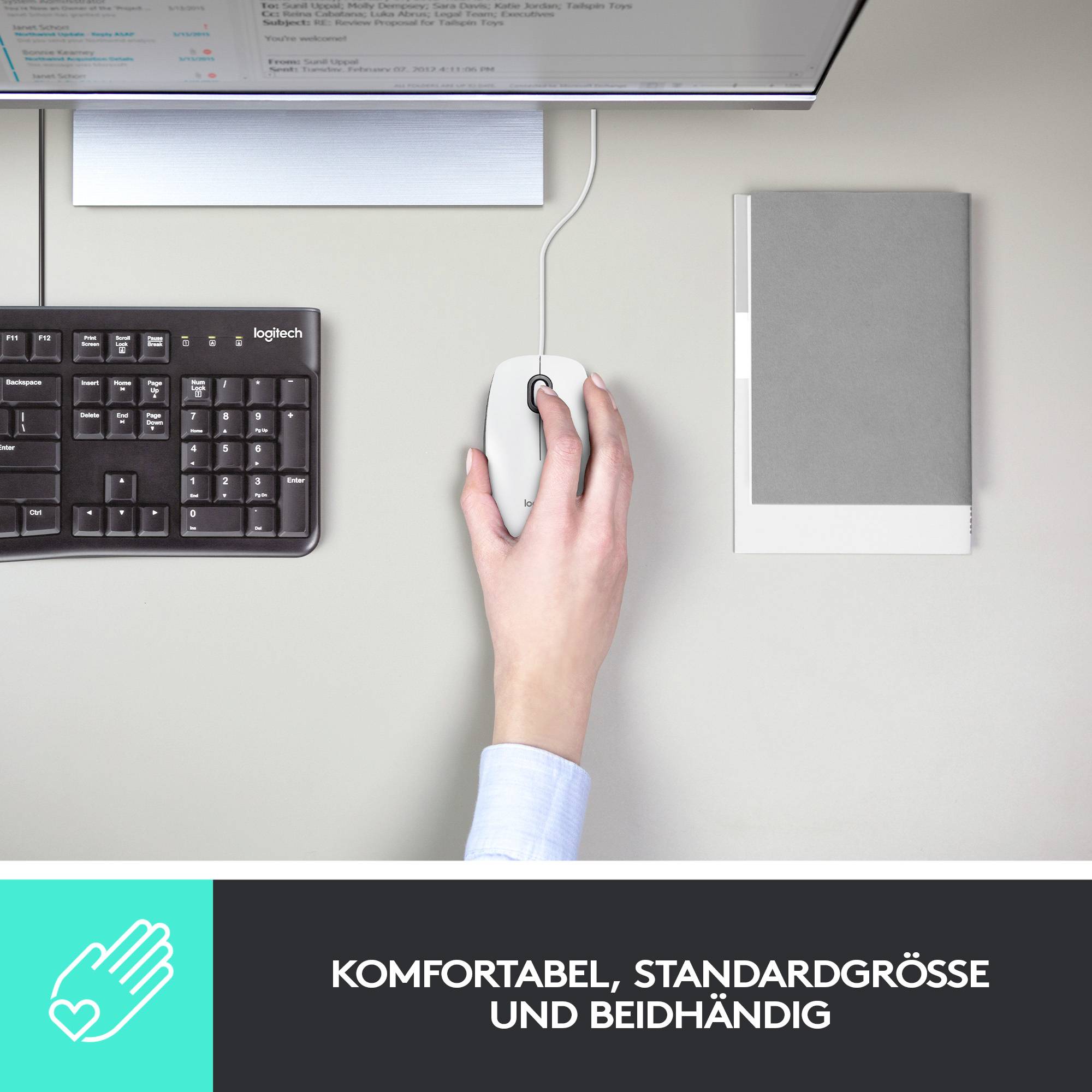 Logitech M100 Maus USB Optisch Weiß 3 Tasten 1000 dpi