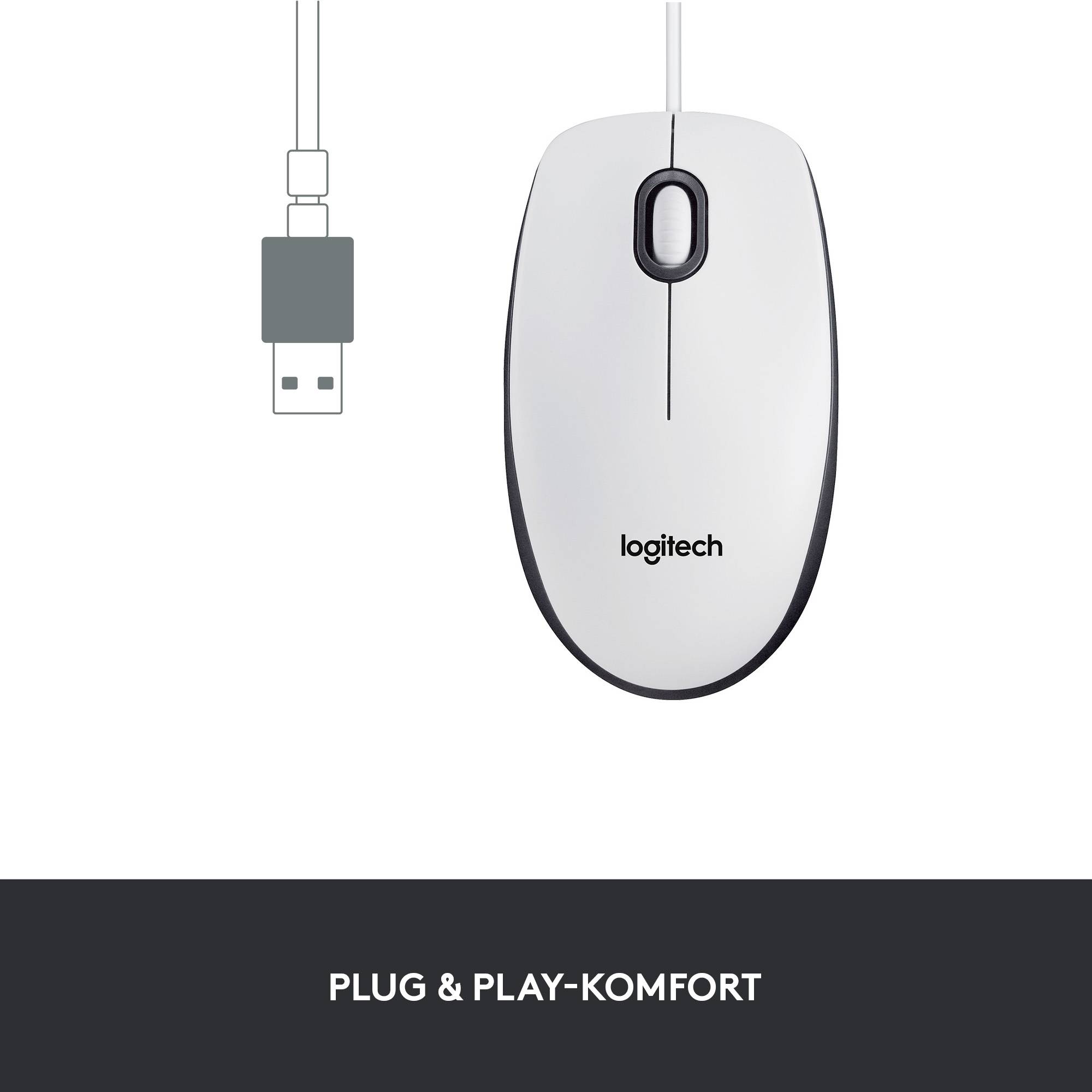 Logitech M100 Maus USB Optisch Weiß 3 Tasten 1000 dpi