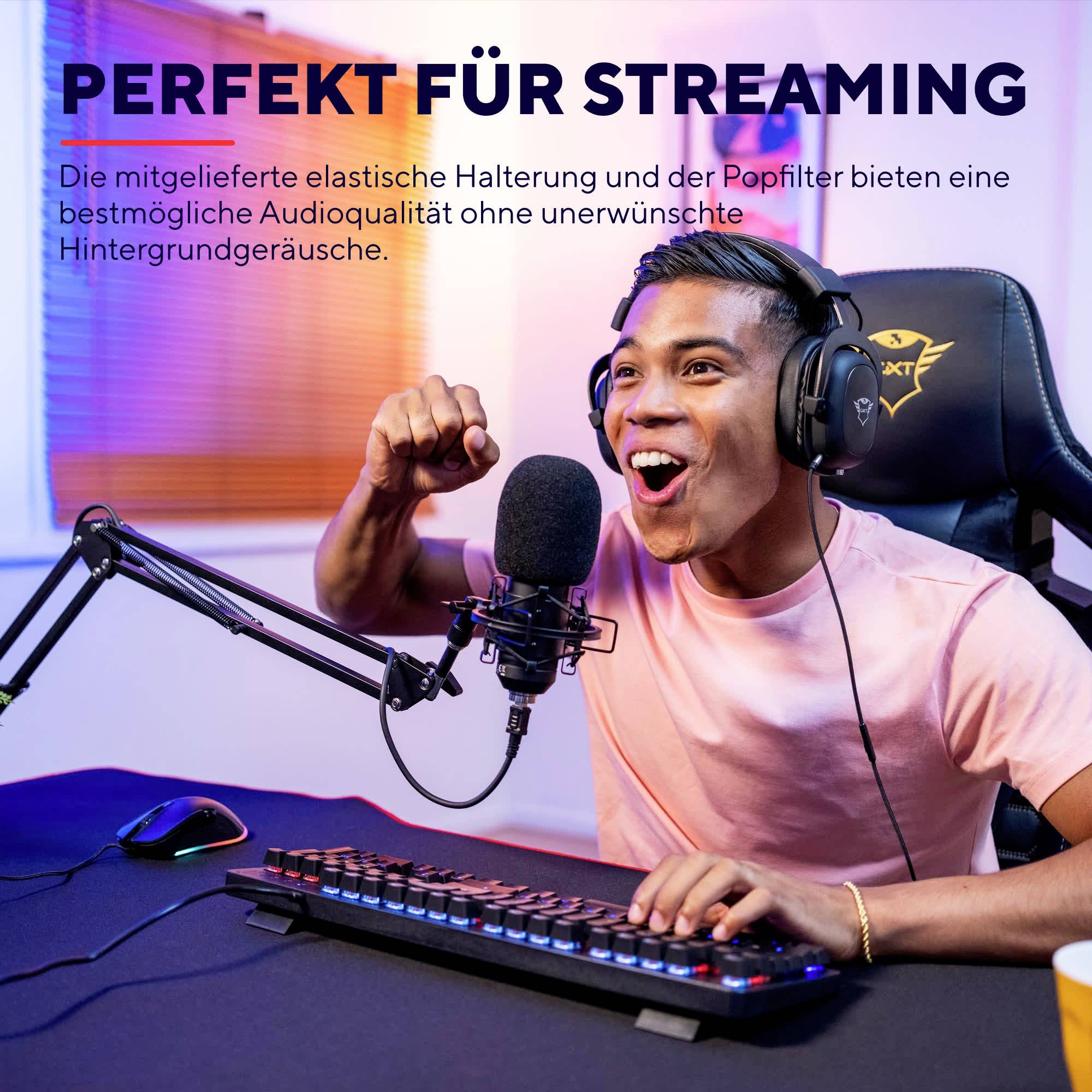 Trust GXT 252+ Emita Plus Stand PC-Mikrofon Übertragungsart (Details):Kabelgebunden inkl. Stativ, inkl. Klammer USB Kabelgebunden