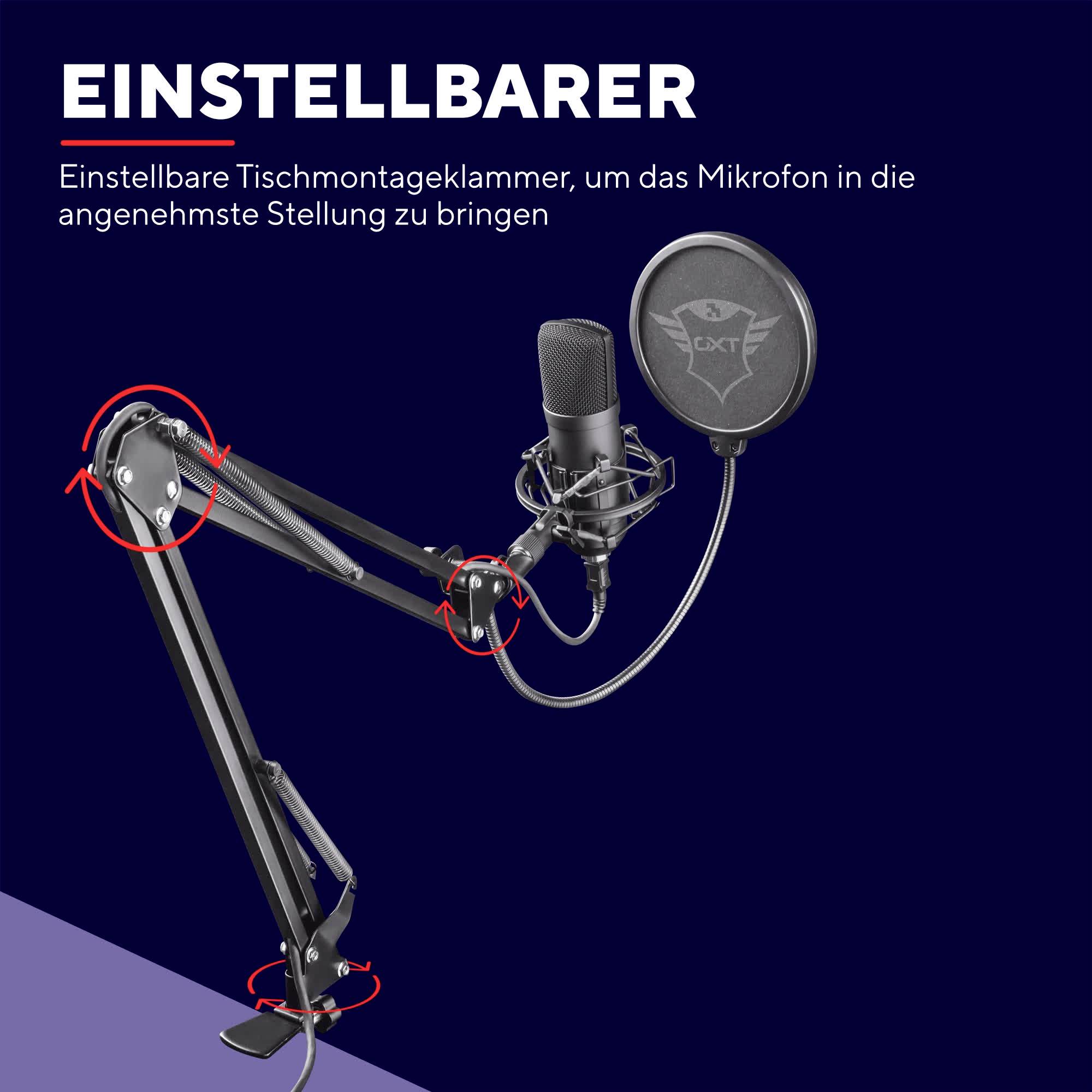 Trust GXT 252+ Emita Plus Stand PC-Mikrofon Übertragungsart (Details):Kabelgebunden inkl. Stativ, inkl. Klammer USB Kabelgebunden