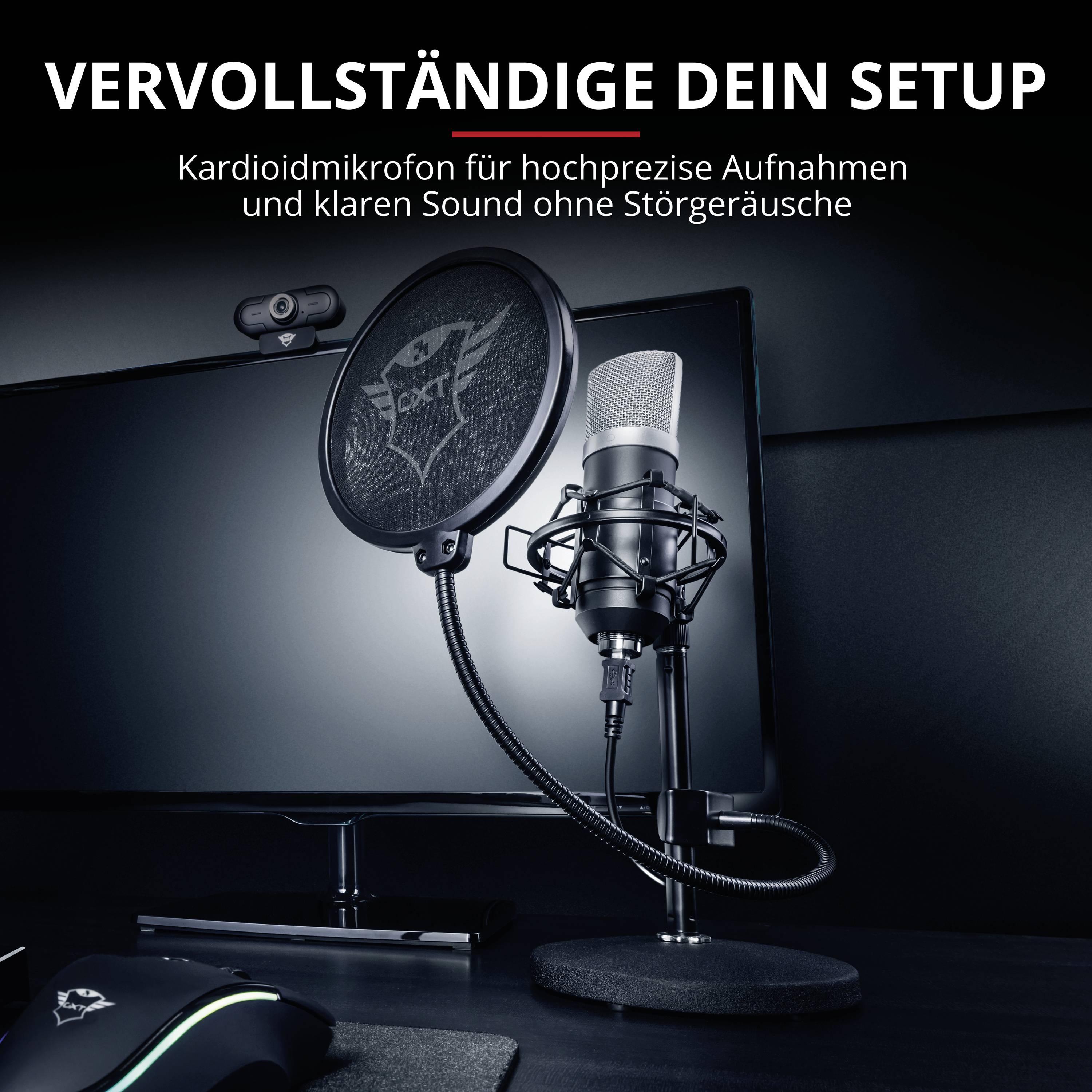 Trust GXT 252 Emita Stand PC-Mikrofon Übertragungsart (Details):Kabelgebunden Standfuß USB Kabelgebunden Schwarz