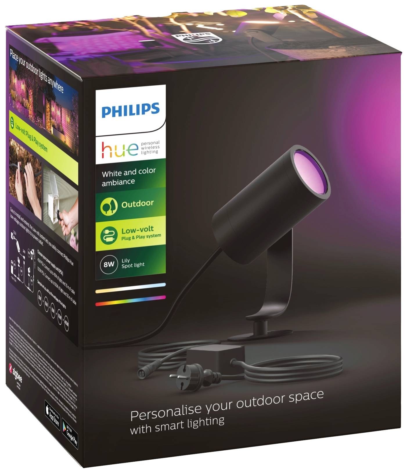 Philips Lighting Hue LED-Gartenspot Basis-Set 1742830P7 Lily LED fest eingebaut 8 W RGBW