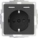 2USB 2U-449351 Prise de courant encastrable norme VDE, avec USB, sécurité enfants IP20 anthracite