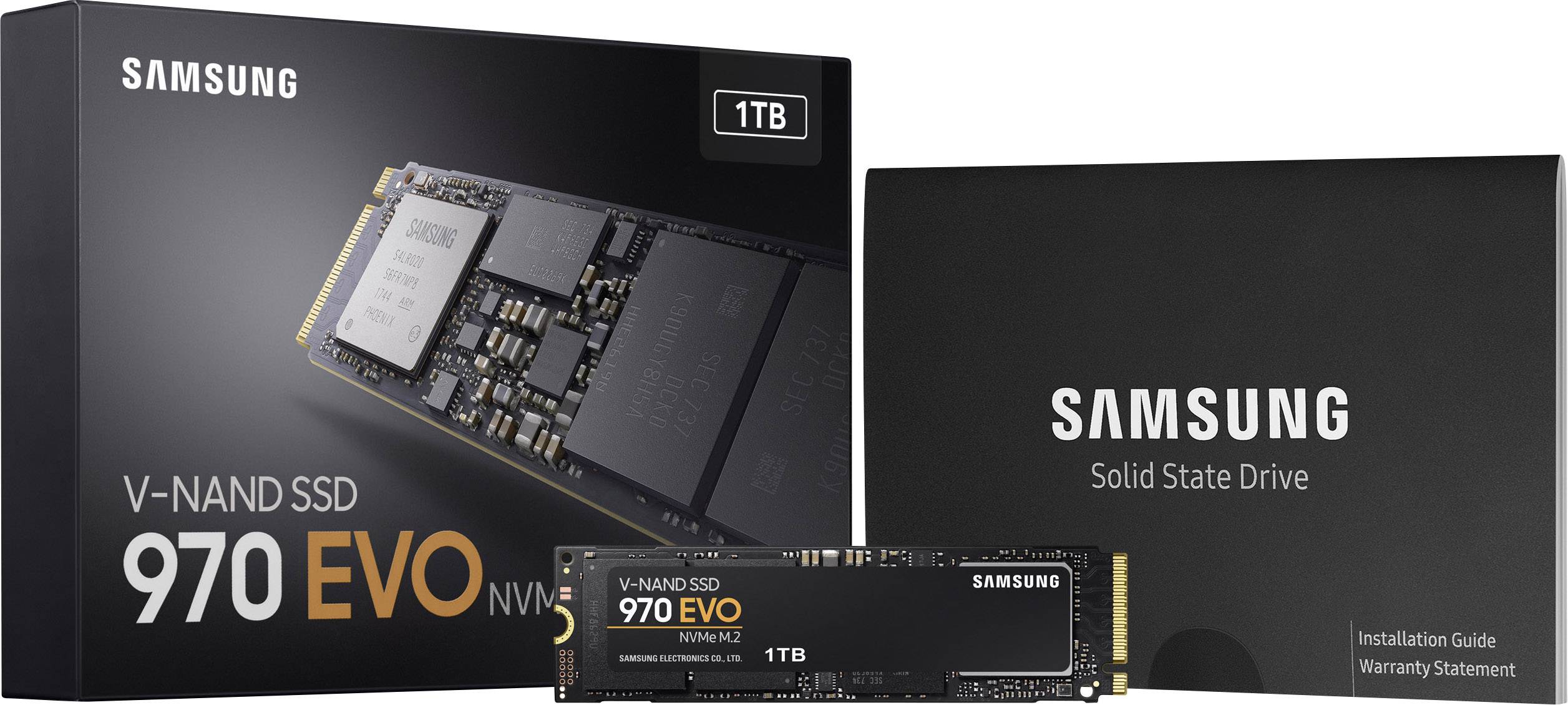Samsung 970 EVO 1TB Interne M.2 PCIe NVMe SSD 2280 M.2 NVMe PCIe 3.0 x4 Retail MZ-V7E1T0BW