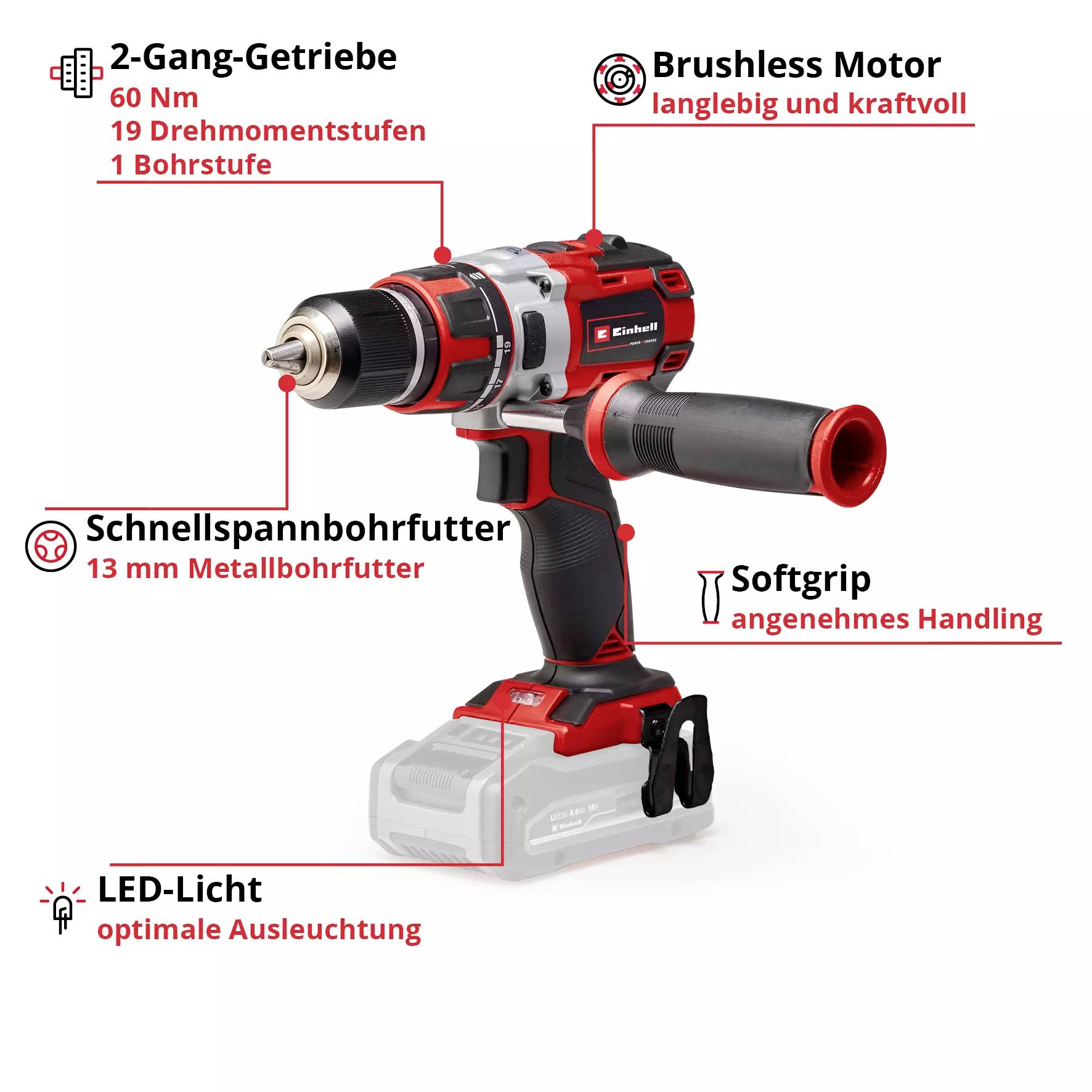 Einhell Professional Li BL-Solo 4513850 Akku-Bohrschrauber 18V Li-Ion ohne Akku
