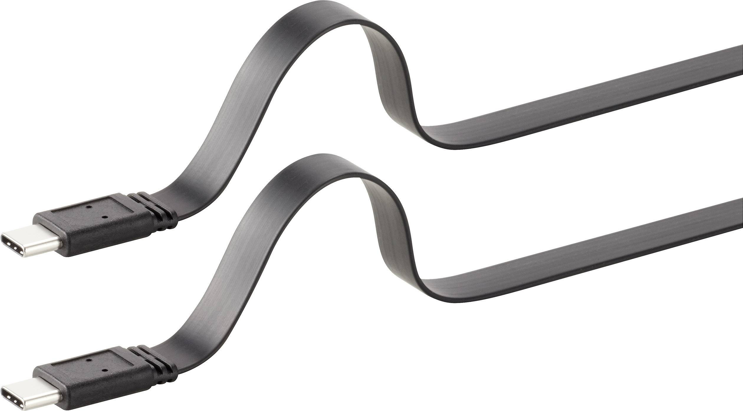 Renkforce USB-Kabel USB 3.2 Gen1 (USB 3.0 / USB 3.1 Gen1) USB-C® Stecker, USB-C® Stecker 0.50m Schwarz hochflexibel RF-3385680