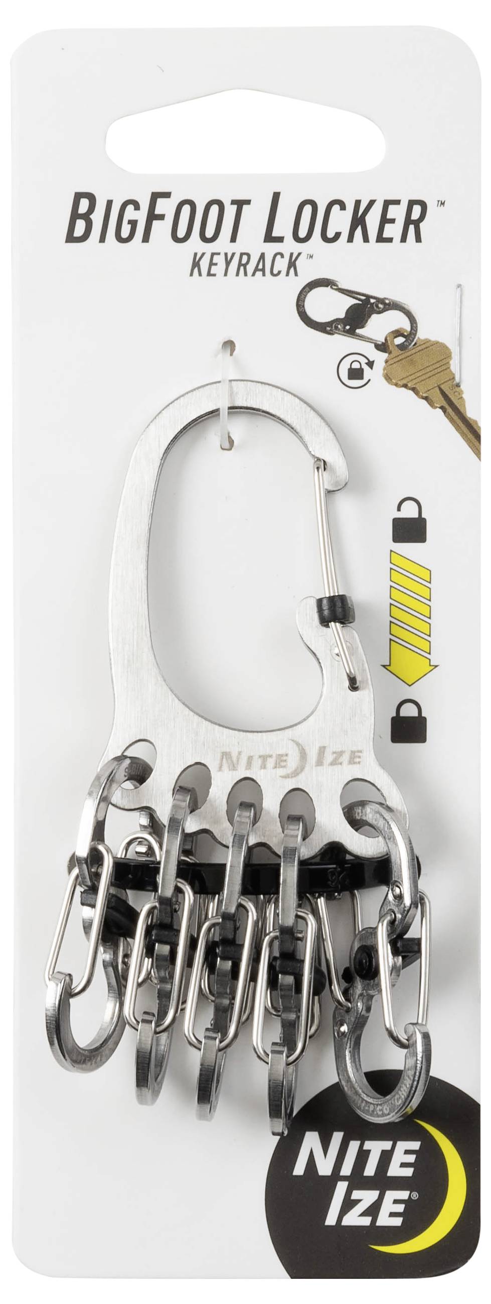 NITE Ize Schlüssel-Karabiner KLKBF-11-R6 BigFoot Locker KeyRack Edelstahl 1 St.