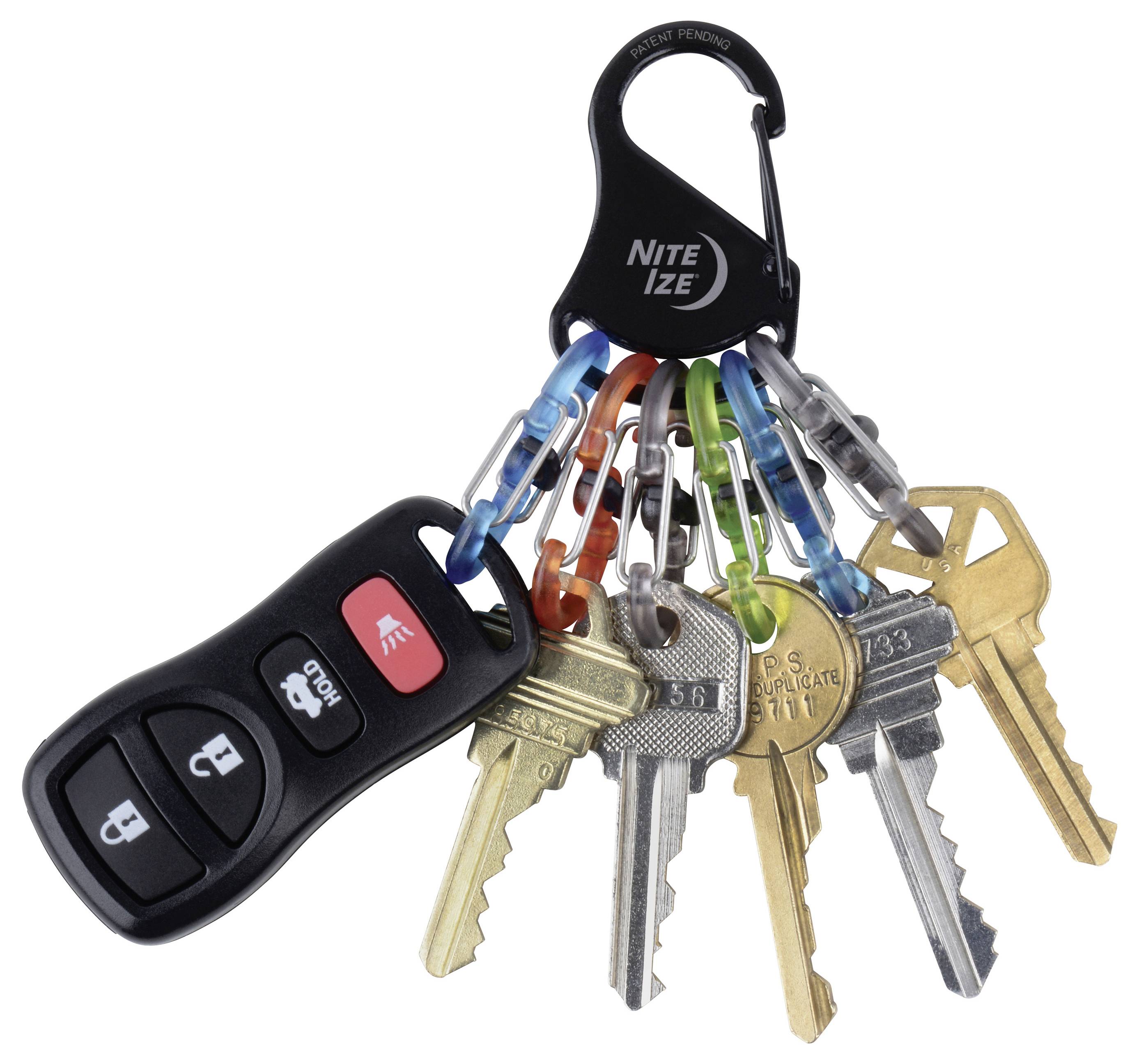 NITE Ize Schlüssel-Karabiner KLKP-01-R3 Schwarz, Türkis, Orange, Grau, Grün 1St.