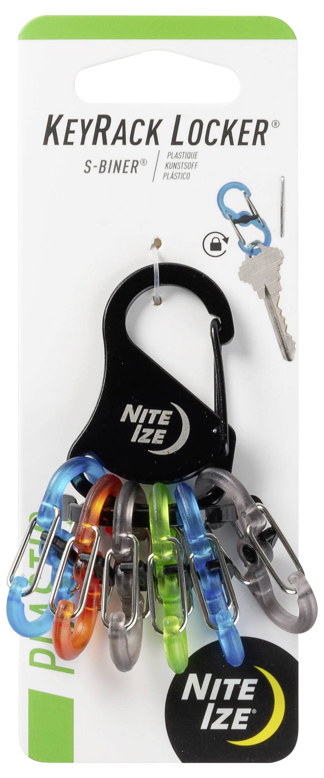 NITE Ize Schlüssel-Karabiner KLKP-01-R3 Schwarz, Türkis, Orange, Grau, Grün 1St.