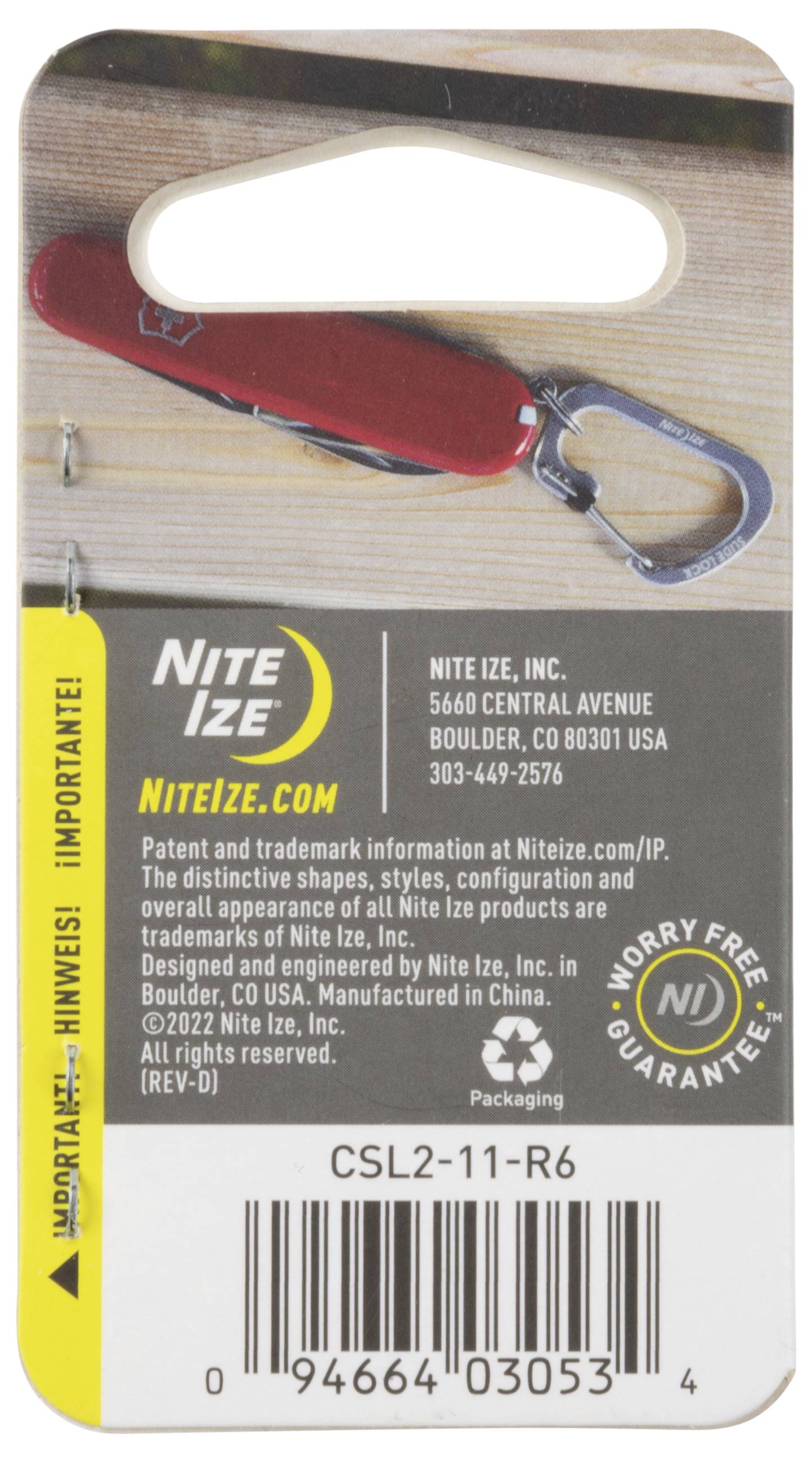 NITE Ize CSL2-11-R6 Karabiner SlideLock Gr. 2 8.9 mm x 43.6 mm x 2.5 mm 1 St.