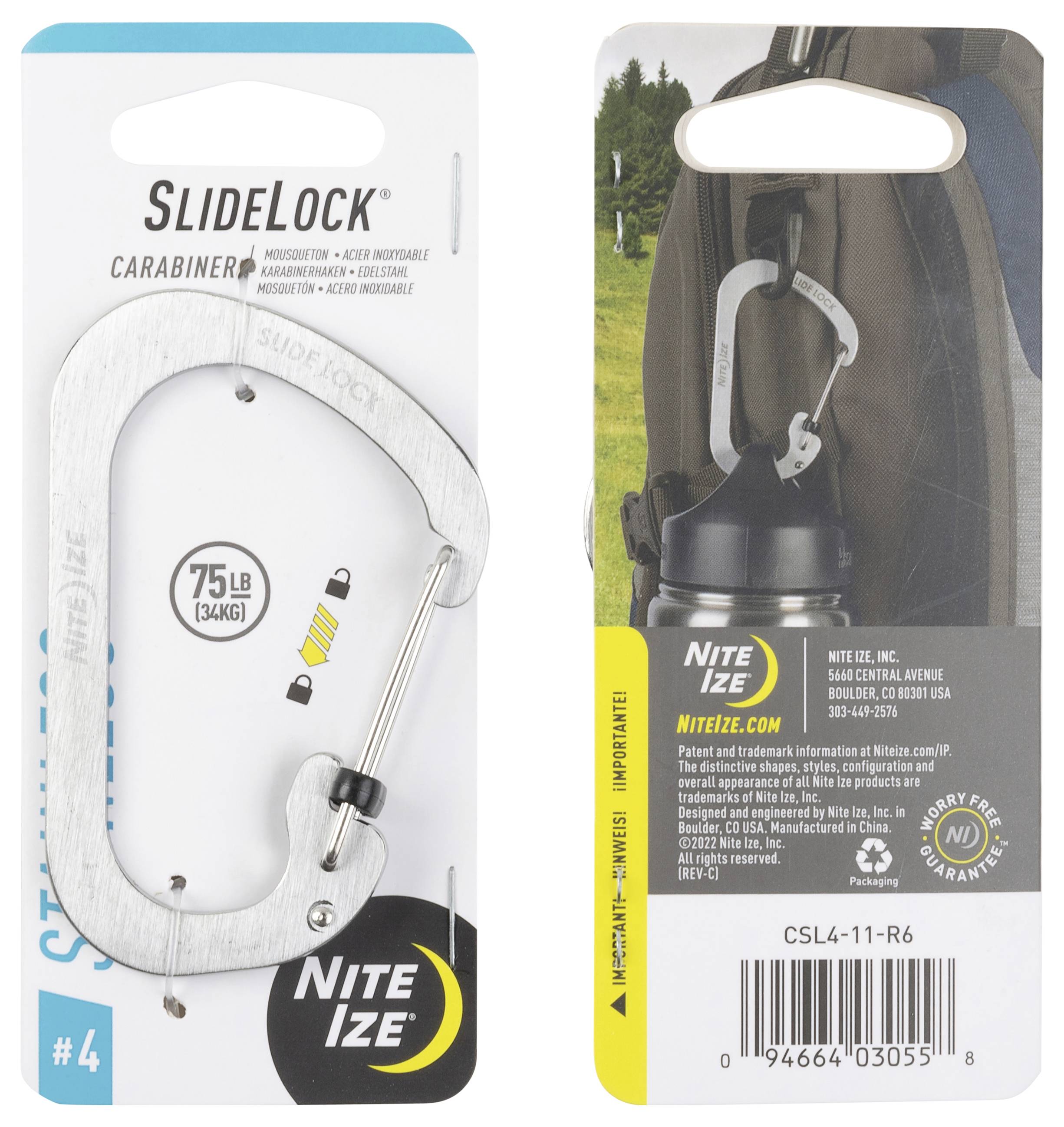 NITE Ize CSL4-11-R6 Karabiner SlideLock, Gr. 4 52mm x 78.5mm x 3mm 1St.