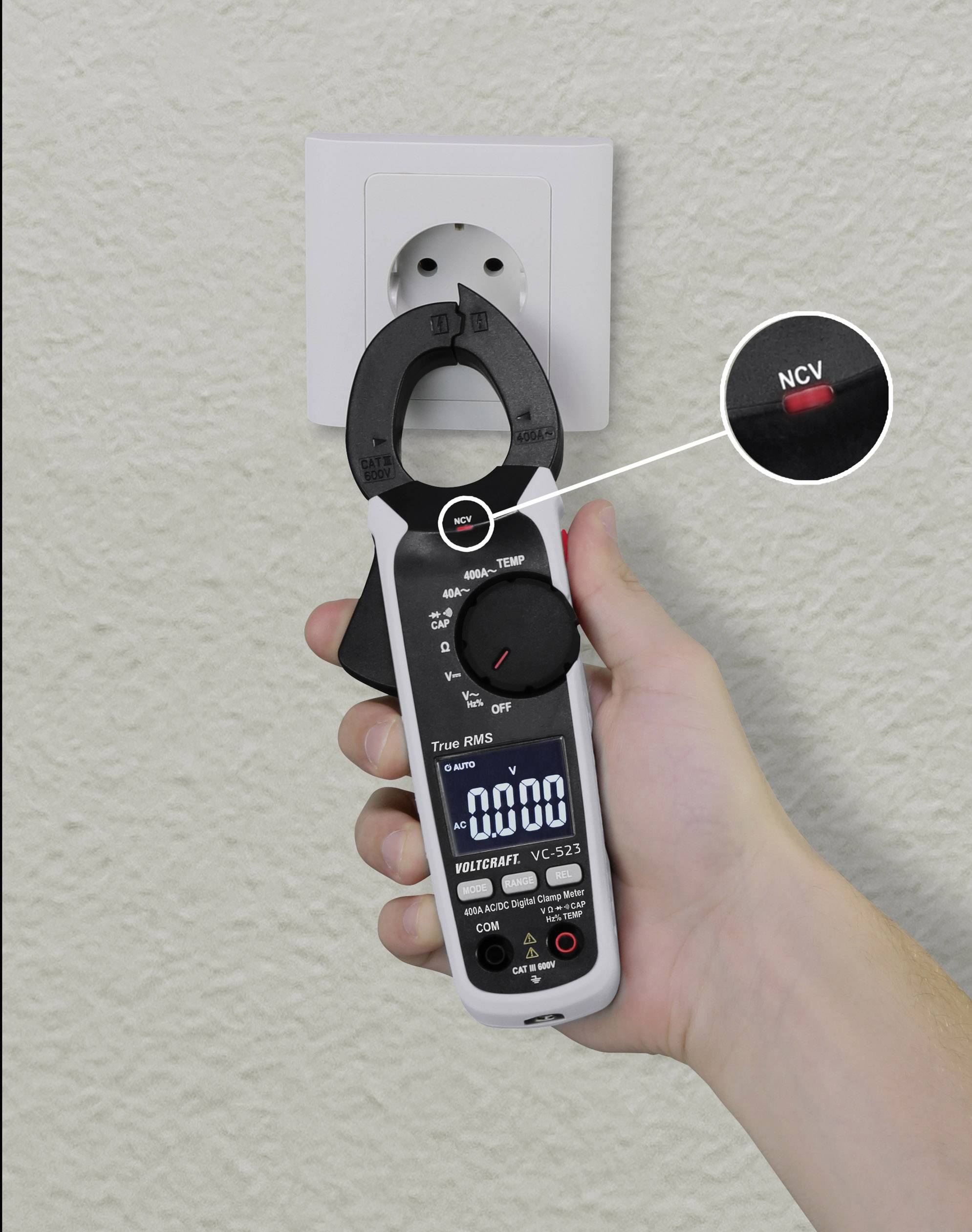 VOLTCRAFT VC-523 Stromzange digital CAT III 600 V Anzeige (Counts): 4000