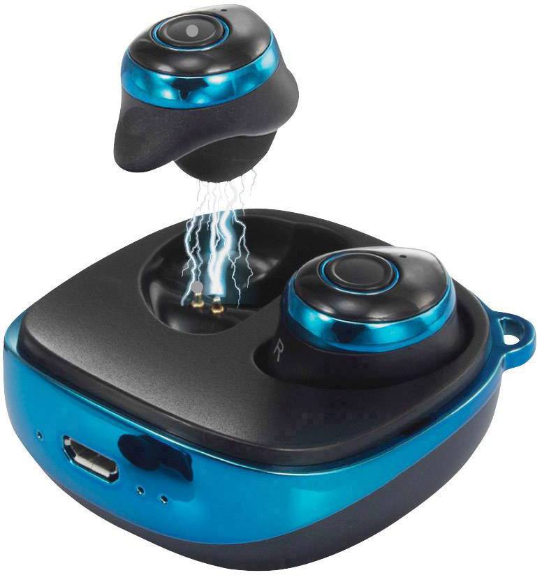 Renkforce RF-BTK-200 In Ear Kopfhörer Bluetooth® Blau, Schwarz Headset