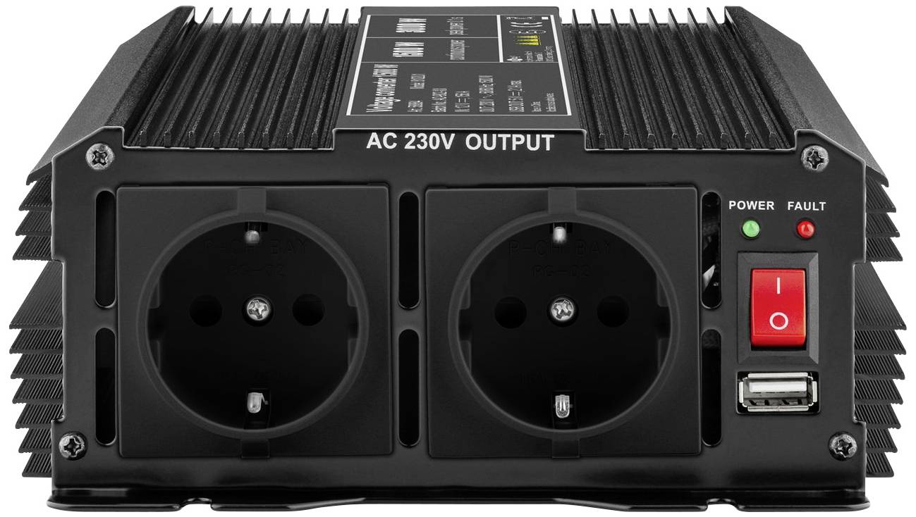 Goobay Wechselrichter SPW IT 1500W 12 V/DC - 230 V/AC, 5 V/DC