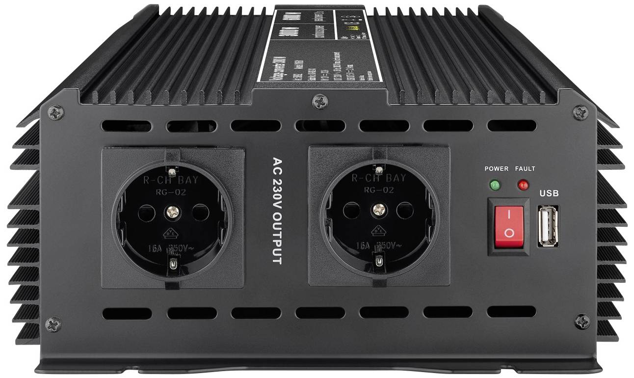 Goobay Wechselrichter SPW IT 3000W 12 V/DC - 230 V/AC, 5 V/DC