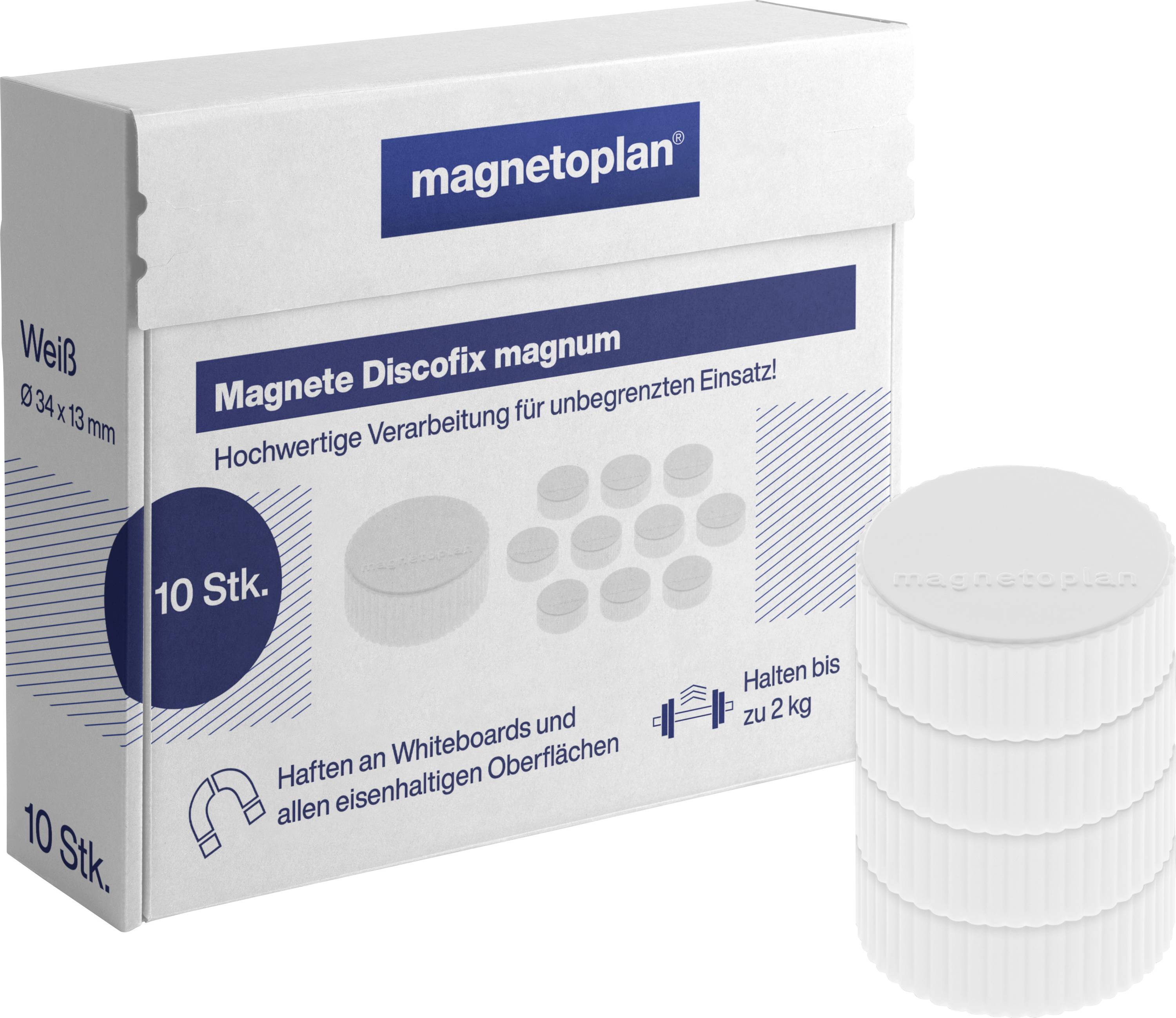 Magnet Super D.34mm weiß MAGNETOPLAN
