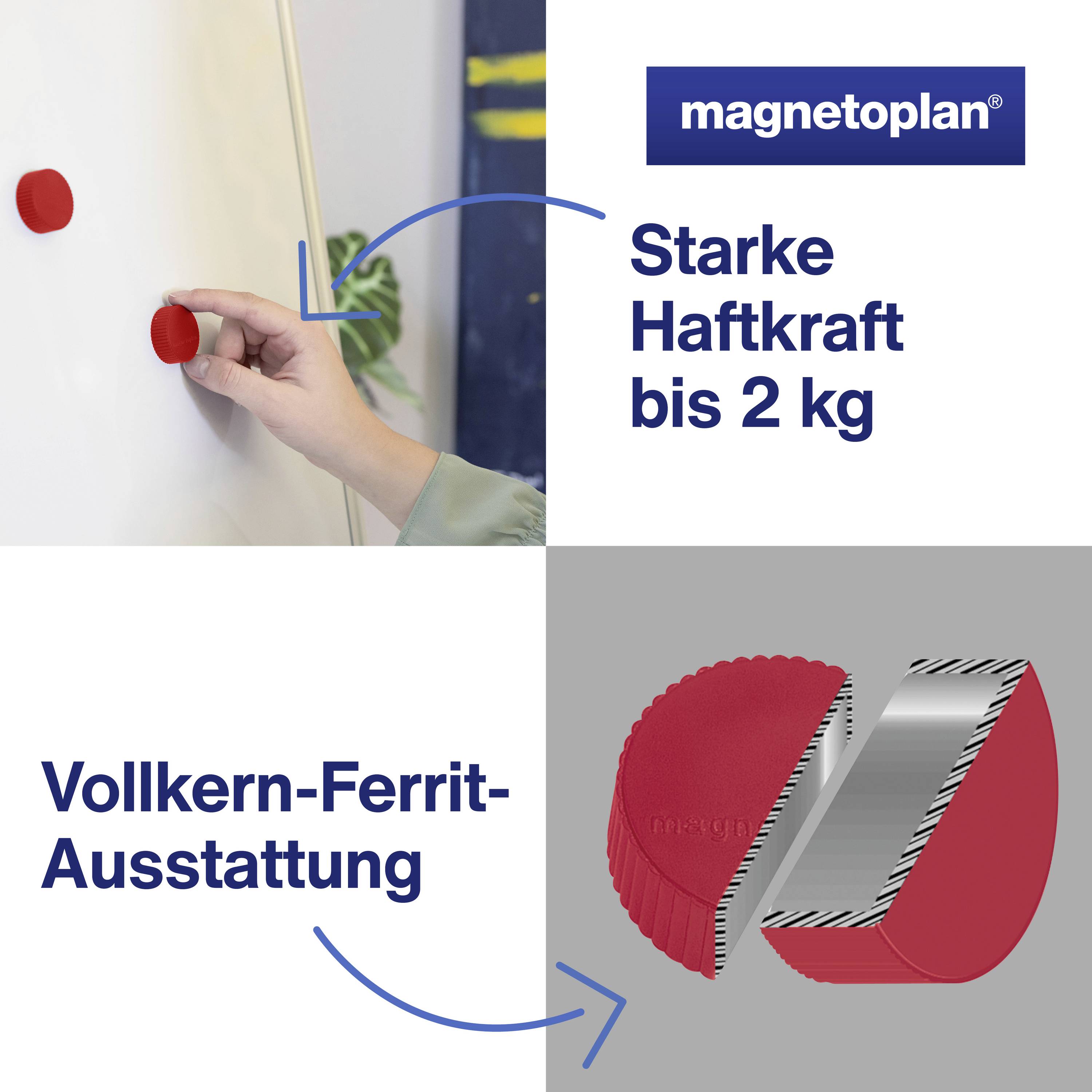 magnetoplan Magnet Discofix Magnum (Ø x H) 34 mm x 13 mm rund Rot 10 St. 1660006