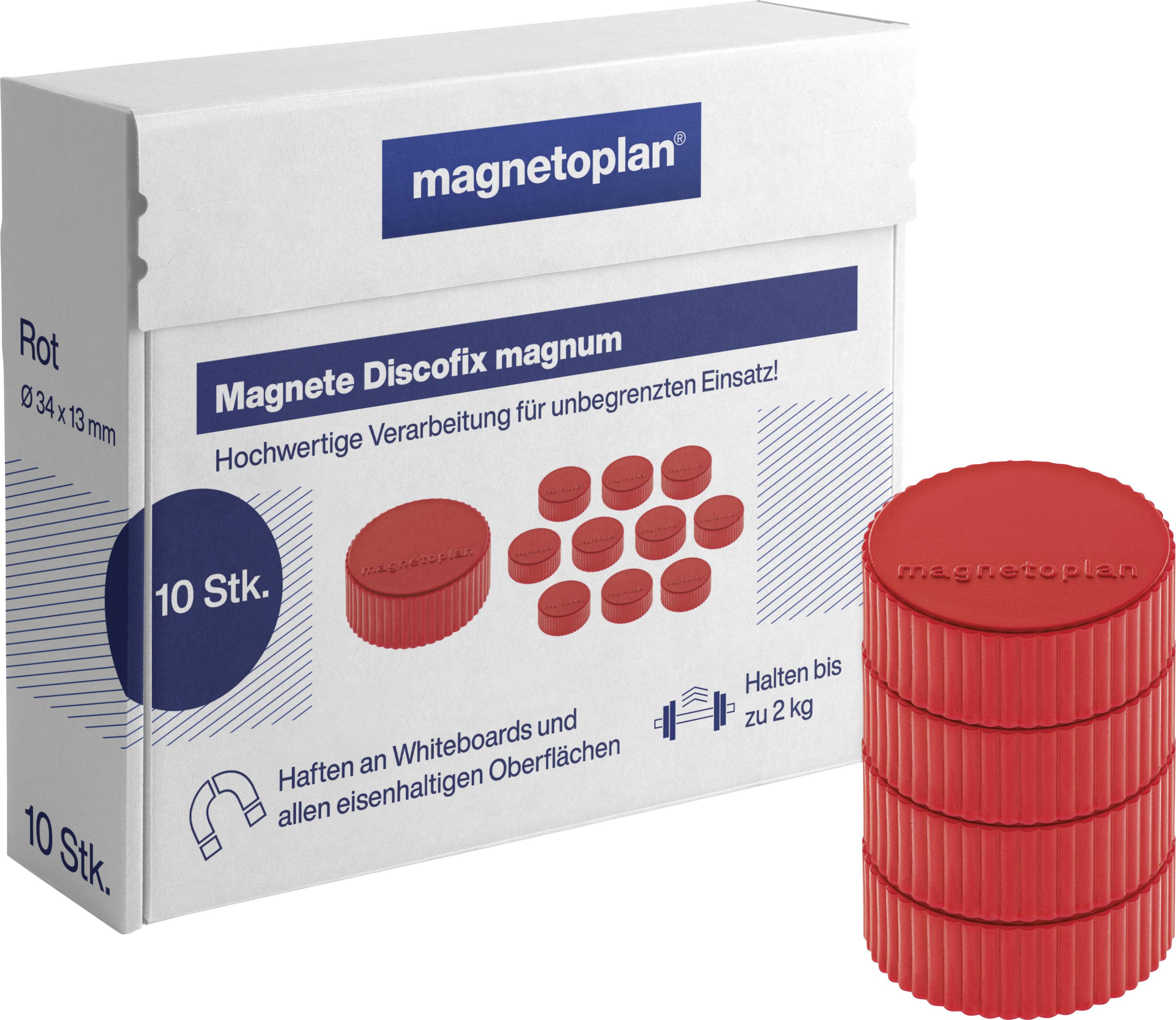 Magnetoplan Magnet Discofix Magnum (Ø x H) 34mm x 13mm rund Rot 10 St. 1660006