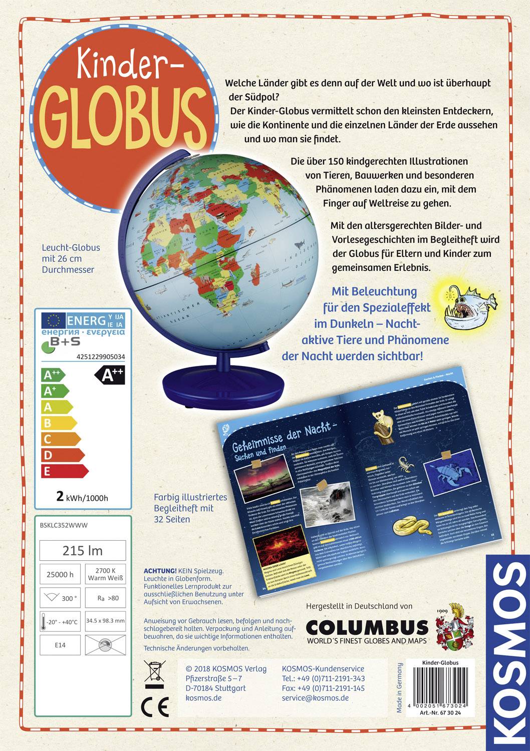 Kosmos 673024 Kinder Globus Experimentierkasten ab 5 Jahre