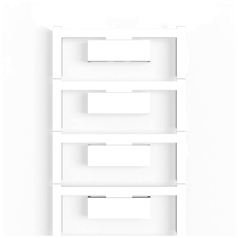 Ein weißer Schrank mit vier Schubladen, alle geschlossen. Der minimalistisches Design verleiht dem Raum ein modernes Aussehen.