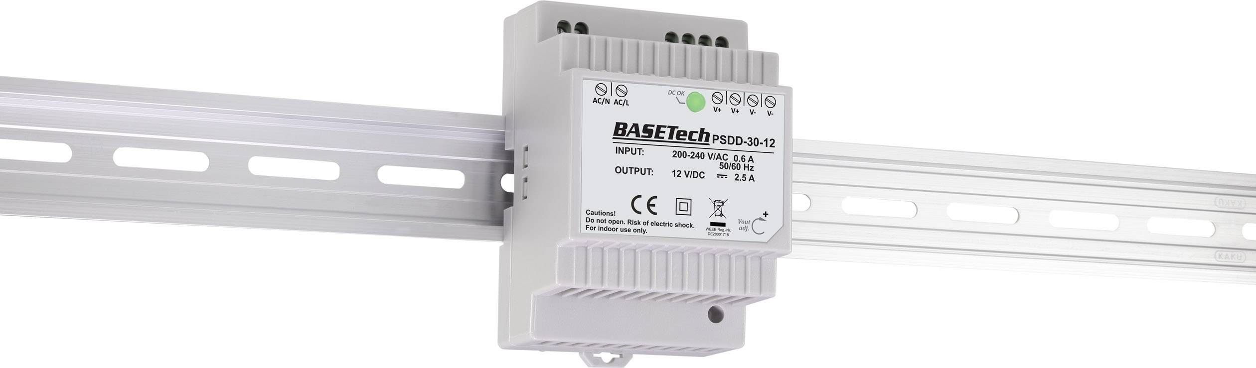 Basetech PSDD-30-12 Hutschienen-Netzteil (DIN-Rail) 12V 2.5A 30W 2 x