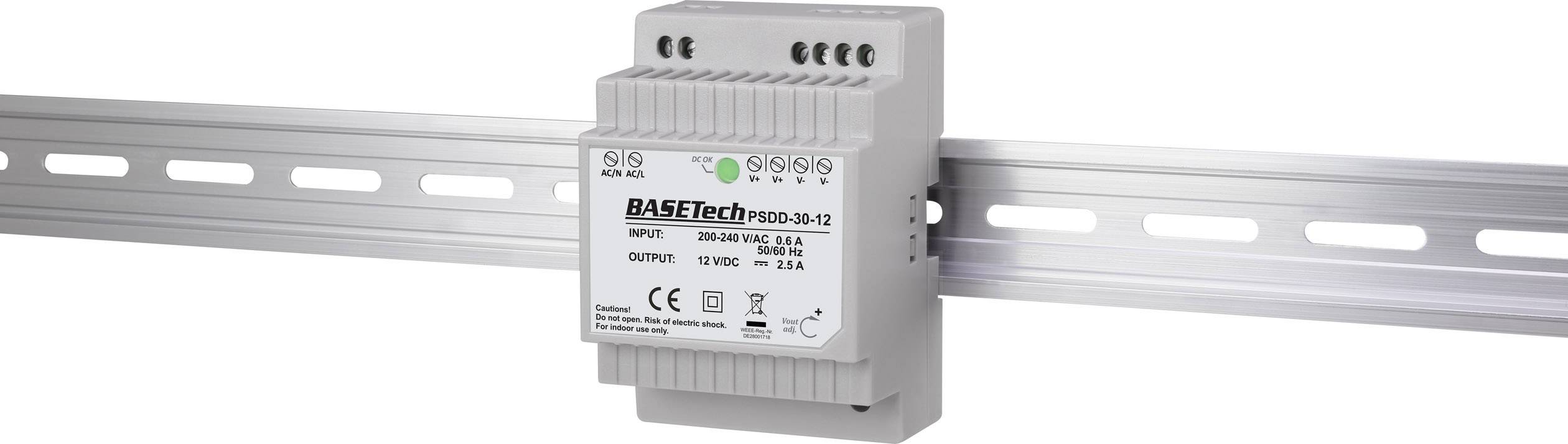 Basetech PSDD-30-12 Hutschienen-Netzteil (DIN-Rail) 12V 2.5A 30W 2 x