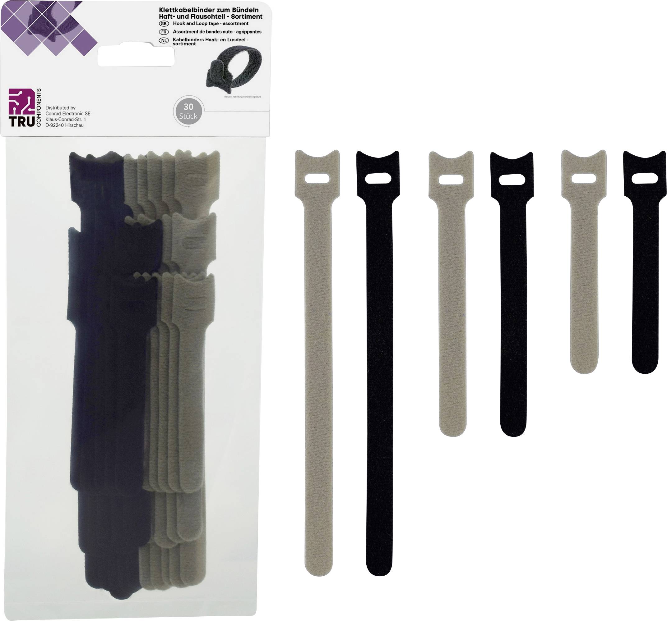 TRU COMPONENTS 30S014 Klettbinder Sortiment 30St.