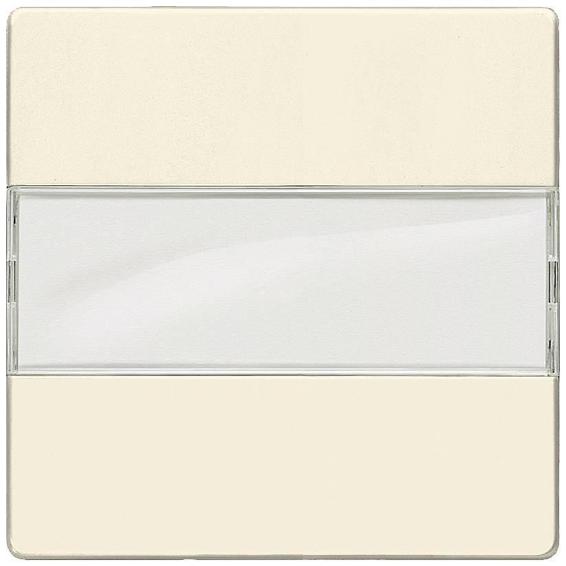 Ein schlichter, cremefarbener Wandschalter mit einem zentralen, klaren Kunststoffstreifen, der Licht durchlässt.