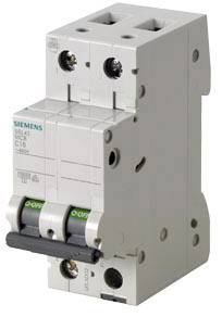 'Siemens C16 Sicherungsautomat', ein grauer Schutzschalter mit zwei Kippschaltern. Setzt zur elektrischen Sicherheit in Gebäuden ein.