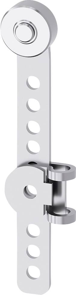 Metallschiebesystem mit runder Rolle und Lochschiene, geeignet zur Befestigung an Möbeln oder Türen.