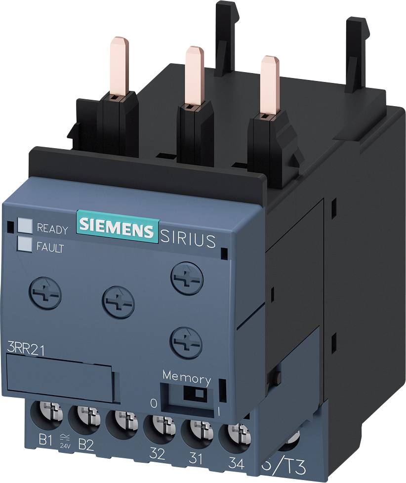 Siemens Sirius Zeitrelais mit drei Anschlussklemmen und Betriebszustandsanzeige. Geeignet für Schaltanwendungen in der Industrie.