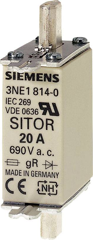 Sicherung von Siemens mit der Aufschrift 'SITOR 20 A 690V a.c.', geeignet für industrielle elektrische Anwendungen.