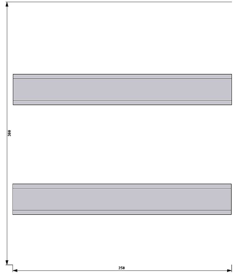 Zwei graue Balken, horizontal ausgerichtet, auf weißem Hintergrund. Obere Balkenhöhe: 150, untere Breite: 250.