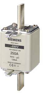 Sicherungseinsatz von Siemens, 690V, 250A, mit Metallkontakten, für den Einsatz in elektrischen Anlagen gemäß VDE 0636/IEC 269.