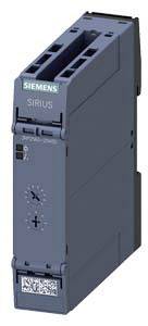 'Siemens SIRIUS'-Schaltgerät in dunkelgrau, rechteckige Form, mit Steuerknopf und QR-Code auf der Vorderseite.