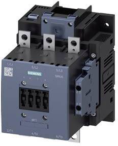 Ein schwarzer und grauer industrieller Elektroschalter von Siemens, Modell Sirius, mit mehreren Anschlussklemmen oben und seitlich.