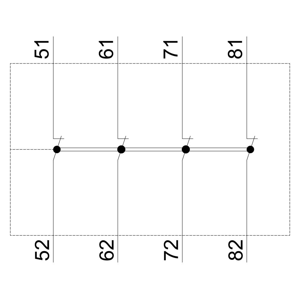 Diagramm mit vertikalen Linien und Punkten bei 52, 62, 72, 82. Linien zeigen Zahlen 51, 61, 71, 81 oberhalb der Punkte an.