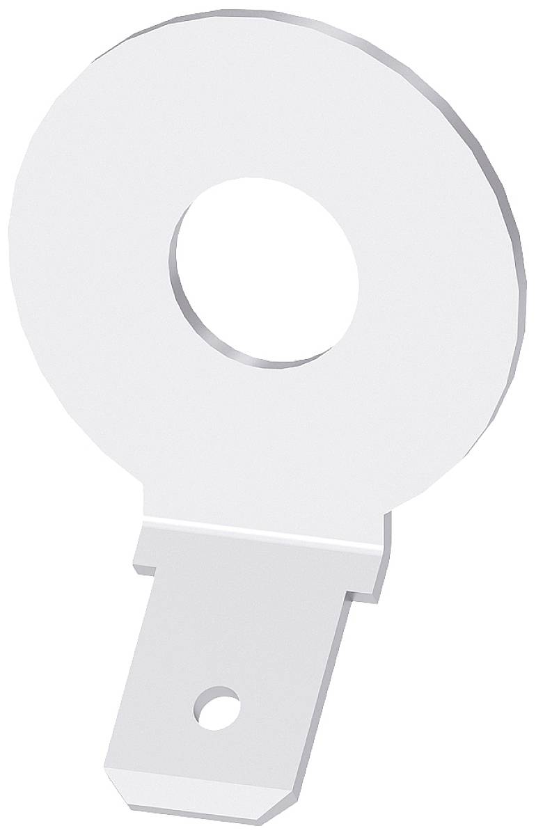 Ein silberner Metallschlüssel mit rundem Kopf und rechteckigem Griff; einfaches Design ohne sichtbar komplexe Details.