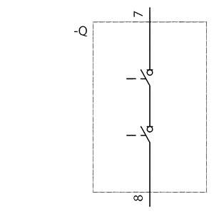 Diagramm eines elektrischen Schalters mit den Kontakten 7 und 8, gekennzeichnet als '-Q'.