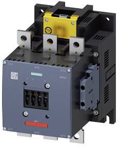 Ein elektrischer Schütz mit mehreren Anschlussklemmen und einem gelben Sicherheitsmodul, vermutlich für industrielle Anwendungen.