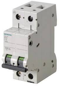 Zweipoliger Leistungsschutzschalter von Siemens, Modell 5SL6, geeignet für Schutz und Steuerung elektrischer Systeme.
