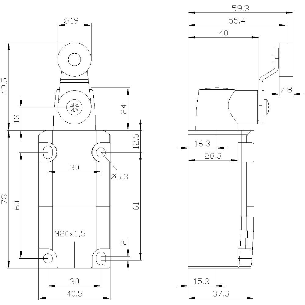 Siemens 3SE51120CH02 3SE5112-0CH02 Positionsschalter 6A Schwenkhebel, Metallhebel IP66, IP67 1St.