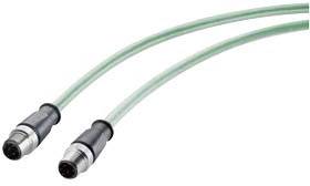 Zwei grüne Kabel mit silbernen Steckern an einem Ende. Geeignet für industrielle oder elektronische Anwendungen.