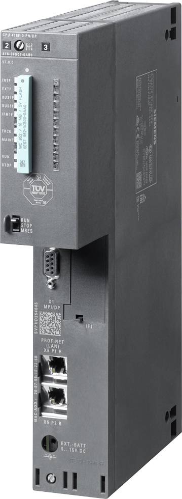 Industrie-Steuereinheit mit mehreren Anschlüssen und einem Digitalanzeige-Feld auf der Vorderseite. Geeignet für Automatisierungsanlagen.