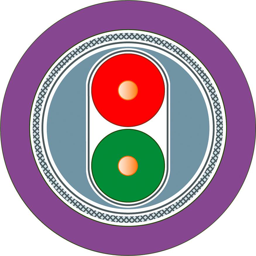 Kreisförmiges Logo mit rotem und grünem Punkt in der Mitte, umgeben von einem lila Rand.