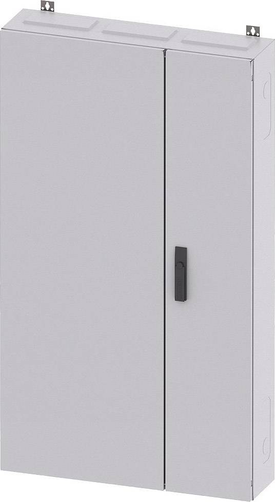 Metallschrank mit zwei Türen und schwarzem Griff, schlichtes Design, zur Aufbewahrung von Geräten oder Unterlagen in Büroumgebung geeignet.