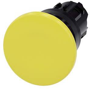 Gelber Not-Aus-Knopf im Seitenprofil, typisch für Maschinen.